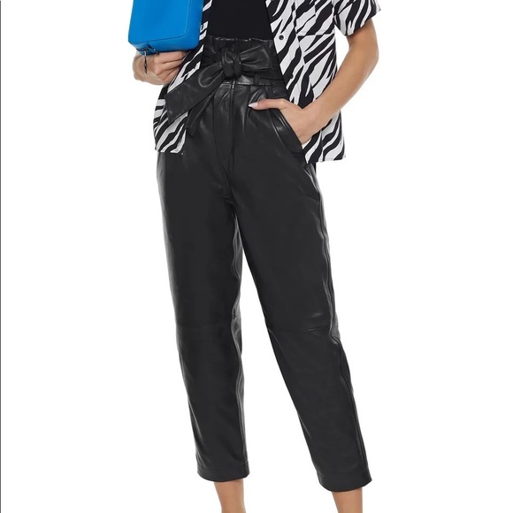 WALTER BAKER Maggie belted lambskin leather pants BRAND NEW Size 8 - Picture 4 of 9